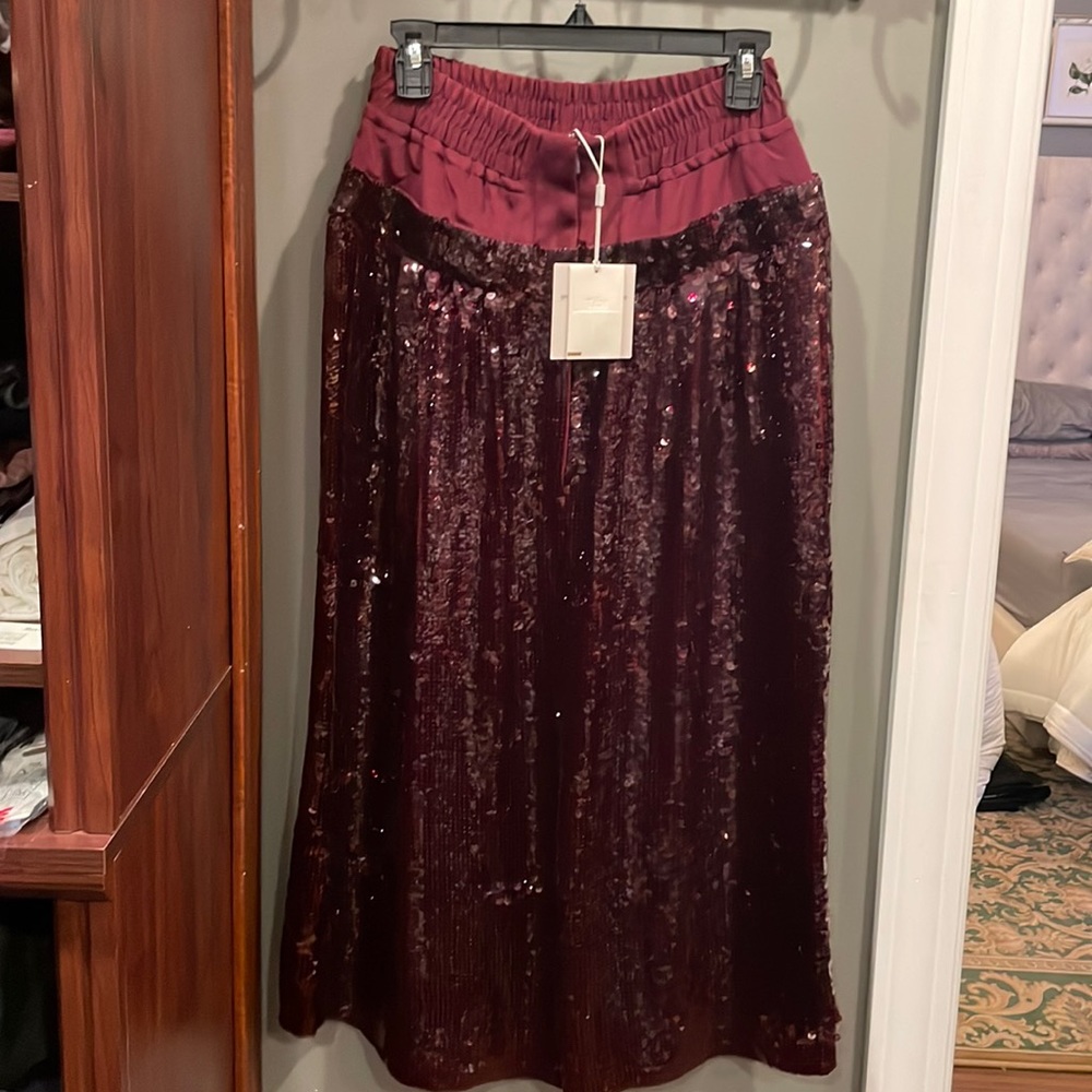 TIBI 100% silk sequin skirt